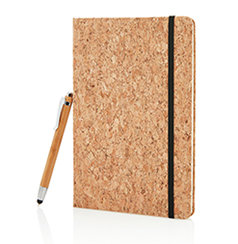 A5 Cork Notebook with Bamboo Pen inc. Stylus