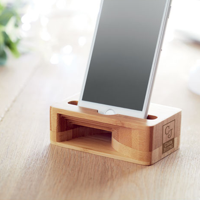 Bamboo phone stand and amplifier
